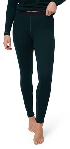 DANISH ENDURANCE Leggings Térmicos de Lana Merino para Mujer, Capa Base para el Frío Extremo, Verde Oscuro, L