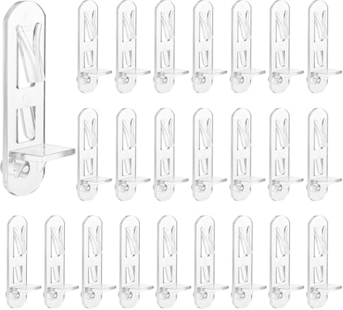 Piriuuo 24 Pcs Plastic Shelf Supports. 5mm Shelf Support Pegs Clear Self-Locking Cabinet Shelfs Supports Pins for Kitchen Furniture Book Shelves
