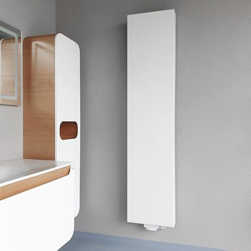 Belrad Radiatore di design verticale, 1600 x 600 cm, bianco – Radiatore piatto con attacco centrale tipo 20 – Radiatore da parete con 1386 W – Design compatto, sottile ed efficiente dal punto di vista