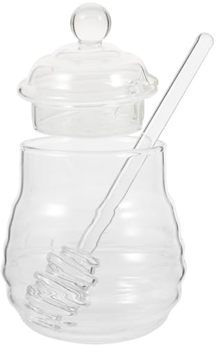 FONDOTIN Set con Mestolo a Spirale e Coperchio in Vetro di Barattoli da 250ml in Vetro Trasparente per Uso Cucina Domestica