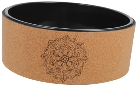 Kisangel Rueda De Yoga Deportiva De Corcho Natural, Herramienta Ergonómica Para Masaje y Entrenamiento De Flexión De Espalda, Antideslizante, Ligera y Ecológica Para Estiramiento y Alivio Del Dolor