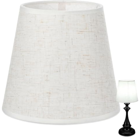 Didiseaon Lampenschirm Aus Leinen Für Tischlampe E27 Stoff Lampenschirm Für Schreibtischlampe Kleiner Für Wohnzimmer Schlafzimmer Und Arbeitszimmer 19.00 X 19.00 X 17.00 Cm