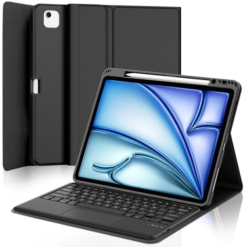 JADEMALL Tastiera con Touchpad per iPad Air 13 M2/M3/M4 2024/2025/2026, Italiano QWERTY Tastiera Bluetooth Staccabile con Trackpad per iPad Air 13 Pollici M2/M3/M4, Nero