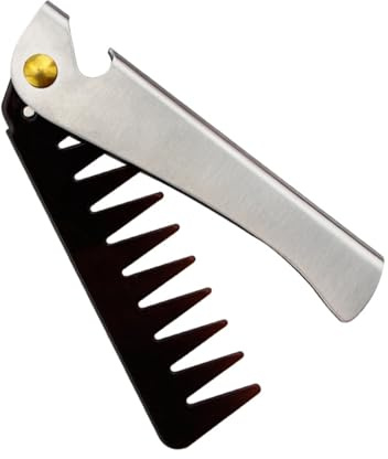 ABOOFAN Peine Plegable para Hombres de Acero Inoxidable Masaje Cómodo y Diseño Antiestático, Adecuado para Peinar y Proteger el Cabello sin Enredos en Viajes