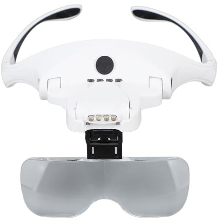 YDuupxe Verstellbare LED-Lupe, Kopfbandlupe mit 4 LED-Leuchten, 5 Austauschbaren Linsen, Wiederaufladbar über USB, Bequem Zum Lesen, Arbeiten, Basteln