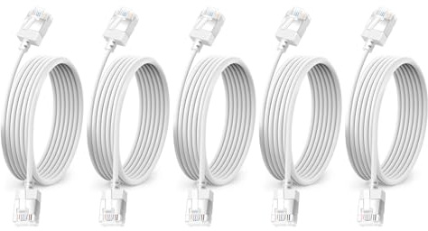 Câble Ethernet Ultra Fin Cat6 1M 5 Pièces, Câble Réseau Gigabit UTP | Cordon RJ45 Slim & Flexible, Cordon LAN Cat6a Souple, pour PC, Routeur, Windows (Blanc)