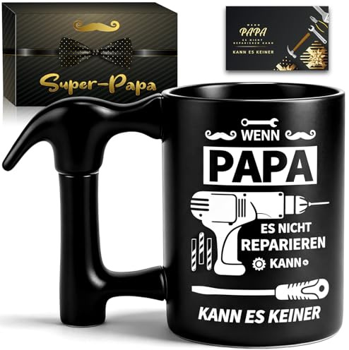 Vatertagsgeschenk für Papa Tasse - 450ML Bester Papa Geschenke Tasse mit Hammergriff Vatertag Geschenk, Lustige Vater Tag Geschenk Geburtstagsgeschenk für Papa, Keramik Kaffeetasse Weihnachtsgeschenke