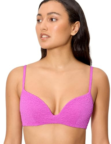 YSABEL MORA. Top Bikini con Textura Lila Copa B. Top con Aro Y Relleno Fijo En Tejido Crinkle. Diseño Clásico con Relleno En Copa B .Colección Seasalt.
