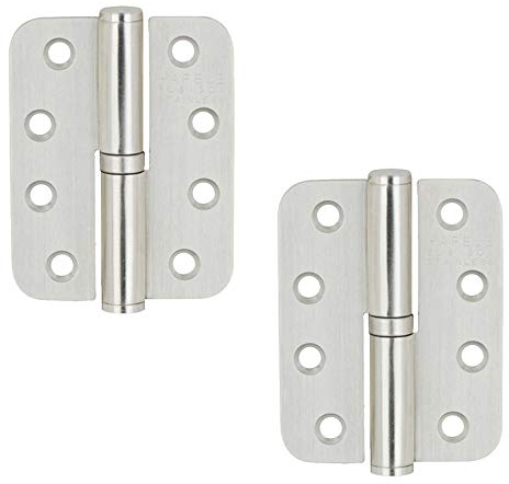 Aufschraubscharnier Edelstahl Aufschraubbänder für ungefälzte Innentüren - H10605 | Anschlag: DIN links | Renovierbänder mit Tragkraft bis 40 kg | 2 Stück - Tür-Scharnier für Zimmertüren & Tore