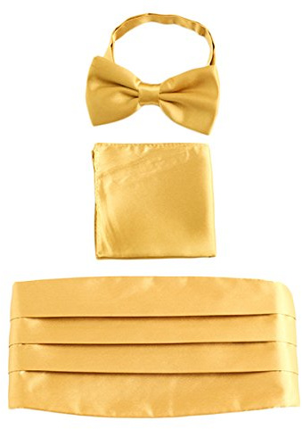 WANYING Herren Satin Kummerbund Fliege Einstecktuch 3 in 1 Set für Hochzeit Party Ball Banquet Smoking Gentleman - Einfarbig