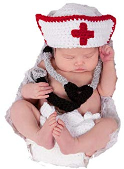 Newborn Baby Girl/Boy Crochet Knit Costume Photography Prop Outfits (Doctor/Nurse)