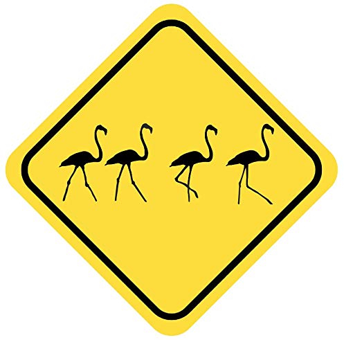 Samunshi® Flamingos Warnschild Warndreieck Aufkleber Achtung Vorsicht Tier - 25x25cm mehrfarbig