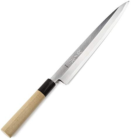 Syosaku Japan Sushi Sashimi Chef Knife Shiroko(White Steel)-No.2 D-Shape Magnolia Wood Handle, Yanagiba 9.5-inch (240mm)