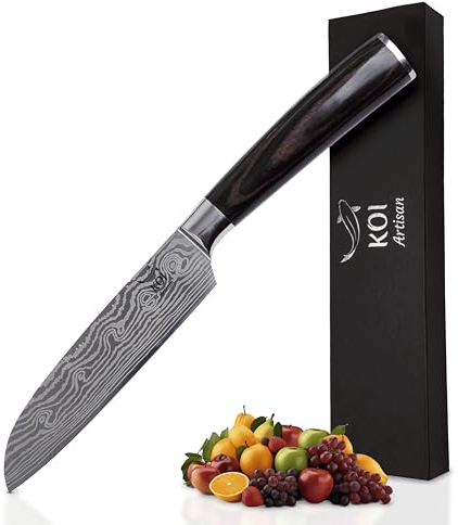 KOI ARTISAN Couteaux de chef Santoku - Couteau Santoku à lame tranchante de rasoir de 12,7 CM