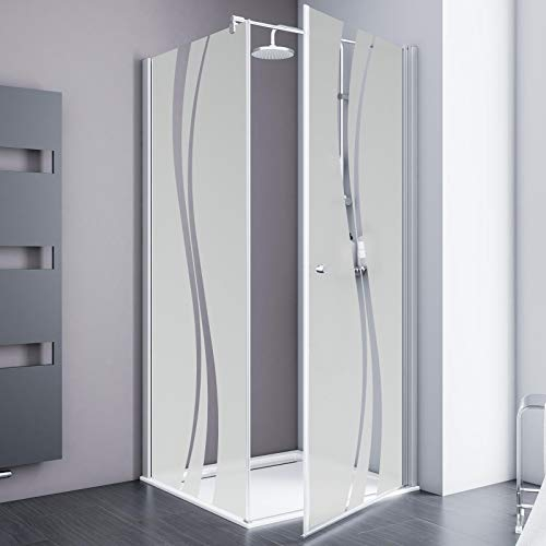 Schulte Duschkabine Alexa Style 2.0, 90 x 192 cm Drehtür inkl, Seitenwand, ESG mit Dekor Liane, alunatur D321506 01 97