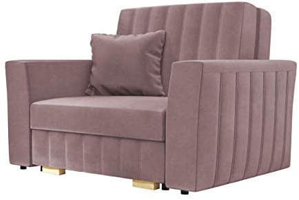 Mirjan24 Schlafsofa Viva Glam I mit Bettkasten, Rückenlehne und Seiten fest angenäht, Sofa, Couch, einsitzer Polstersofa mit Schlaffunktion inkl. Kissen, Bettsofa (Kronos 27)