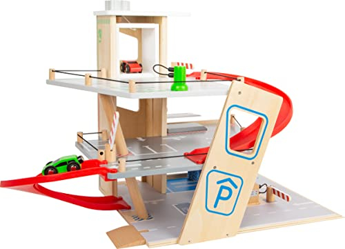small foot Parkhaus Premium, über 3 Ebenen mit Rampe, Parkhaus für Kinder aus Holz, Rollenspielzeug, 11676, 40.01 x 10.01 x 42.01 cm