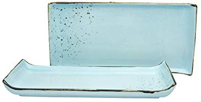 Creatable, 33016, Serie NATURE COLLECTION, Lightblue, 2-teiliges Geschirrset, BBQ Platte aus Steinzeug, spülmaschinen- und mikrowellengeeignet, Qualitätsproduktion