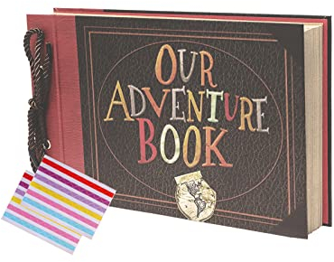 PELLYDA Fotoalbum zum Selbstgestalten,Our Adventure Book Fotoalben 80 Seiten,Vintage DIY Scrapbook Album, Fotobuch Hochzeit Gästebuch, für Weihnachten Geburtstag Jahrestag Geschenk