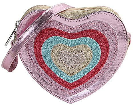 MilyaDE Süße Mädchen PU Leder Umhängetasche Herzförmig Schleife Prinzessin Mini Taschen, Kinder Cross Body Handtasche Schultertasche