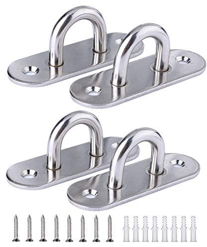 XNJIHWA 4Pcs M6 Piastra Occhiello Staffe con Occhiello Anello della Graffetta Hardware Gancio a Occhiello304 con 8 Viti