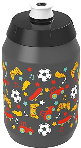 POLISPORT 8649300002 - Bidón Move Kids de diseño ergonómico para Niños con Capacidad de 450ml. Botella de Agua para Bicicleta Sin BPA en Color Gris