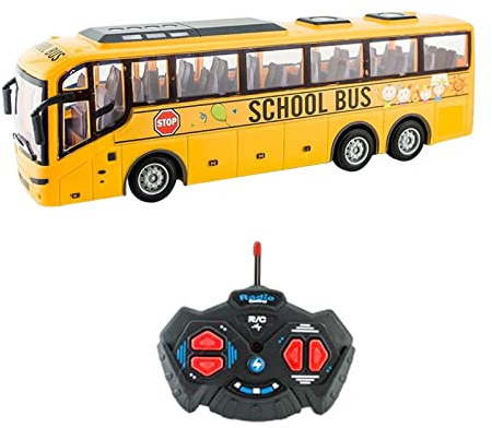 Oshhni Vehículos teledirigidos del Coche del autobús Escolar de RC con electrónico de la afición de Las Luces LED para los niños, Amarillo