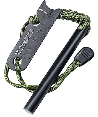 Survival-Werkzeug, Feueranzünder, Ferro-Ruten-Feuerstarter-Set & Rucksackreisen-Multifunktionswerkzeug, Feuerstarter-Survival, Feuerstahl (schwarz-feuer-A, Länge: 8 cm) Durchmesser: 8 mm