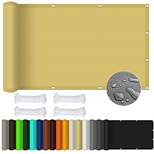 Sonnensegel Rechteckig 2 x 2.5 m Rechteckig Wasserdicht UV Schutz Balkon Sichtschutz Wasserabweisend Uv Schutz für Terrasse, Balkon, Pool und Garten, Creme Farben