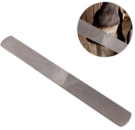KENANLAN Escofina de Herradura para Caballos, Cabeza Redonda, Acero de Alto Carbono, Lima de Herradura, Herramienta de Cuchillo Cortador de Pezuña de Doble Cara