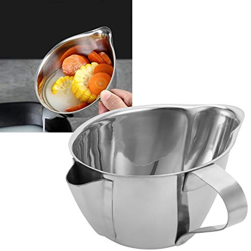 Topyond Fat Separator, 304 Stainless Steel Gravy Oil Grease Filter, Durable Cooking Strainer for Soup & Sauce Making(5.3x3.5in)