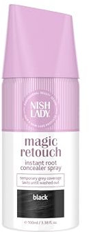 Nishlady Magic Retouch Spray per donne, nero, 100 ml, correttore istantaneo per radici, spray per ritocchi alle radici