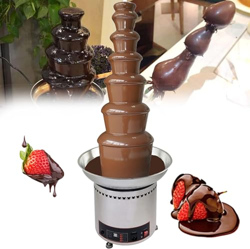 NYANS Fuente de Chocolate Comercial de 7 Niveles, para Fiesta de Bodas de Cumpleaños, Cascada de Fondue de Chocolate de 350W, Crisol de Chocolate Profesional