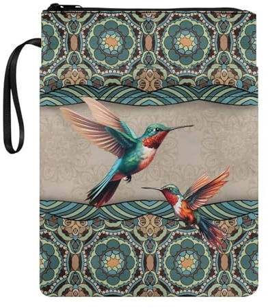 Poceacles CZ25 Buchumschläge mit böhmischem Mandala-Druck, für Taschenbuch, Hardcover, Buchhülle für Buchliebhaber, Buchtasche mit Reißverschluss, Aufbewahrungstasche für Teenager und Erwachsene, CZ25