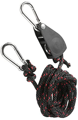 Einzelrollenblock, Rollenrolle Im Kniehebel Design, Längenverstellbar, mit 2 Starken Schnallen und Langem Seil, Robuste Einzelrollenrolle Aus Edelstahl Zum Heben von Lampen(2,3m)