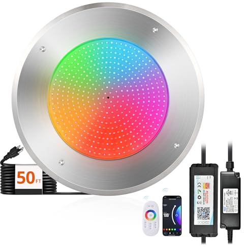 LEDIARY Pool LED Lights for Inground Pool, 120V 54W Underwater Swimming Pool Lights with 50FT Cord, RGB Multicolor, IP68 Waterproof Pool Underwater Light for 10 Wet Niches (Transformer Included)
