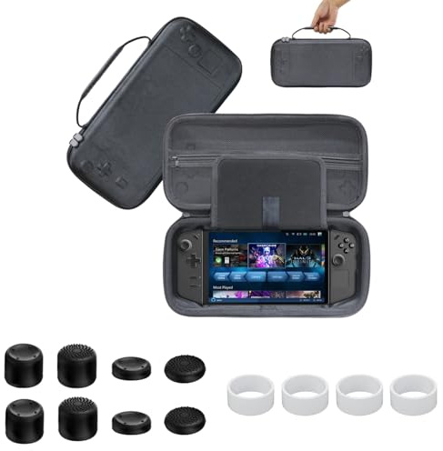 TGDPLUE 13 in 1 Accessories Set Compatible with Lenovo Legion go 2,Large Hard Carrying Case with 8 Thumb Grips,4 Joystick Protector Rings for Legion Go s-Black
