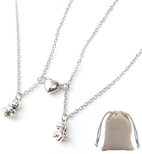 EHDWXVZM 1 Paar Freundschaftsketten, 1 Aufbewahrungstasche, Passende Halskette, Mädchen-Geburtstags-Halskette, Liebes-Anhänger-Halskette, Dinosaurier-Anhänger-Halskette