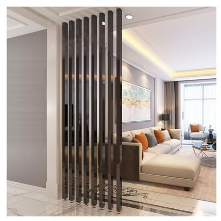 Moderner Raumteiler aus Metall, Pfostensäule, Raumteiler vom Boden bis zur Decke, Raumteiler mit verstellbarer Höhe, dekoratives Gitter-Design (schwarz, 70 cm)