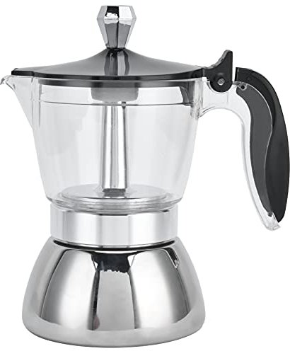 Jwthee MokaS Pot Herd-Espressomaschine, 4 Tassen, Acryl, Edelstahl, MokaS Herd-Kaffeemaschine, italienische Mok-Topf-Kaffeemaschine, Camping, italienische Espressomaschine für