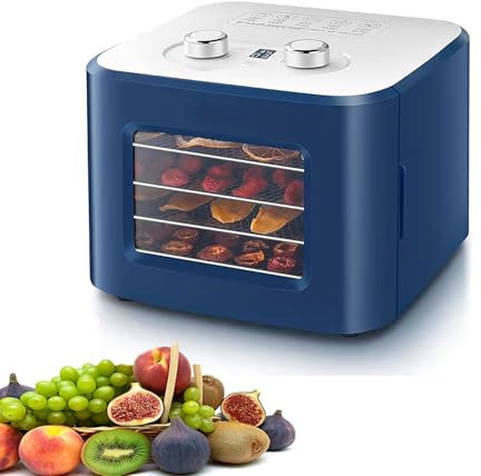 FfiMe Disidratatore Alimentare Elettrico, 4 Vassoi in Acciaio Inossidabile, Essiccatore Alimentare, Controllo della Temperatura Regolabile da 30-80°C per Snack a Base di Carne, Frutta, Manzo, Verdure