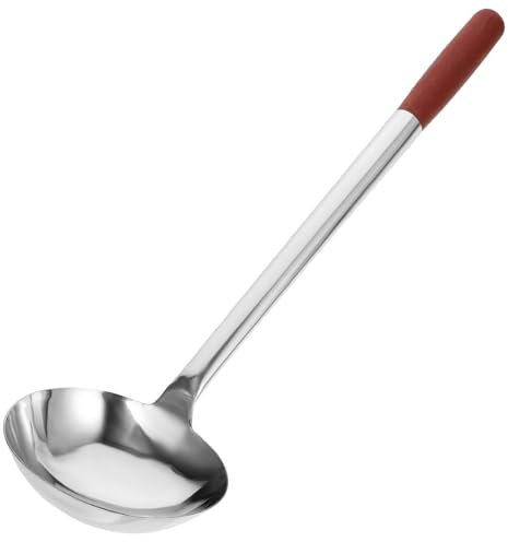 PRETYZOOM Cuchara De Cocina Acero Inoxidable Cuchara Sopera Para Fiestas Cucharón De Herramientas De Cocina Mango De Madera Wok