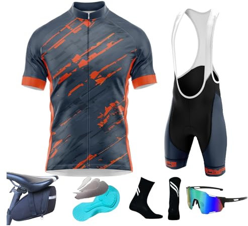 2025 Herren Pro Team Radtrikot Set, Herren Fahrradbekleidung Set Kurzarm Herrentrikot Radhose Radtrikots für Herren Schnelltrocknend Atmungsaktiv mit 8D Sitzpolster (TYP-10,4XL)