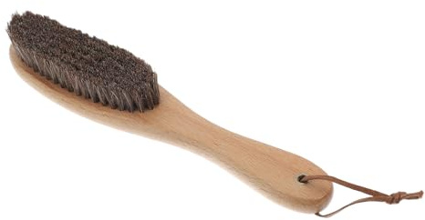 HYTROVE Horsehair Lint Brush Horse Hair Bristles Brush for Upholstery Wooden Handle Gentle