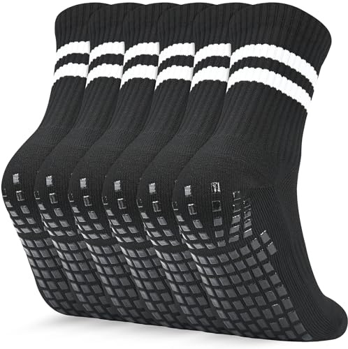 ouhos Barnfotbollsstrumpor halkgrepp 3-pack, Svart/Vit storlek 31-38