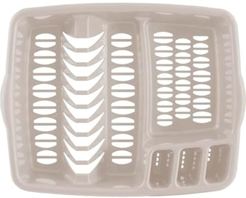 Large Dish Drainer Rack – Heavy-Duty Drying Rack for Kitchen Countertop – Rust-Resistant & Non-Slip with Utensil Holder & Drainage System (TAUPE)