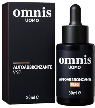 Gocce Autoabbronzanti Omnis Uomo 30 ml, siero abbronzante, Abbronzatura naturale senza sole con DHA + Eritrulosio, Aloe Vera e Acido Ialuronico, Durata 3‑4 giorni, Made in Italy