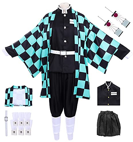 Suffolly Disfraz de kimono de anime para cosplay, uniforme de juego de rol, regalo de fiesta de adultos (verde, M)