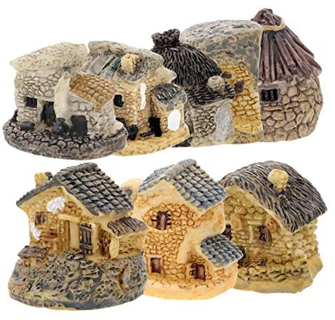 Didiseaon Mini-Maison en Résine Décorative, Lot De 8 Styles Variés pour Jardin, Bureau Et Micro-Paysage, Petites Maisonnette Artisanale Résistante Et Compacte, Ornement Miniature Polyvalent
