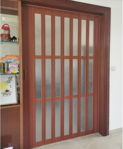 GXXINGIN Porta Scorrevole per Armadio, Porte Interne, Porta Scorrevole a Fisarmonica con Vetro Acrilico Satinato, Porta Pieghevole in PVC Alta 200 cm per Piccolo Armadio, Porta a Fisarmonica divisori